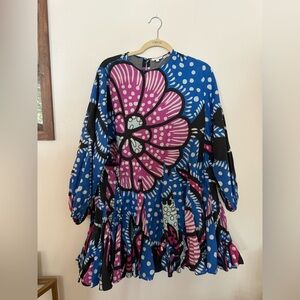RHODE Resort Ella Belted Mini Dress Purple Flower Print Size Small